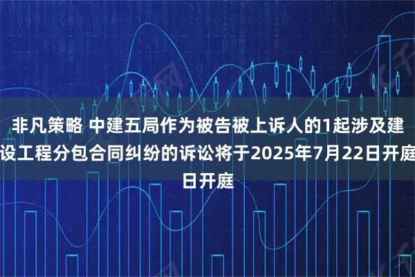 非凡策略 中建五局作为被告被上诉人的1起涉及建设工程分包合同纠纷的诉讼将于2025年7月22日开庭